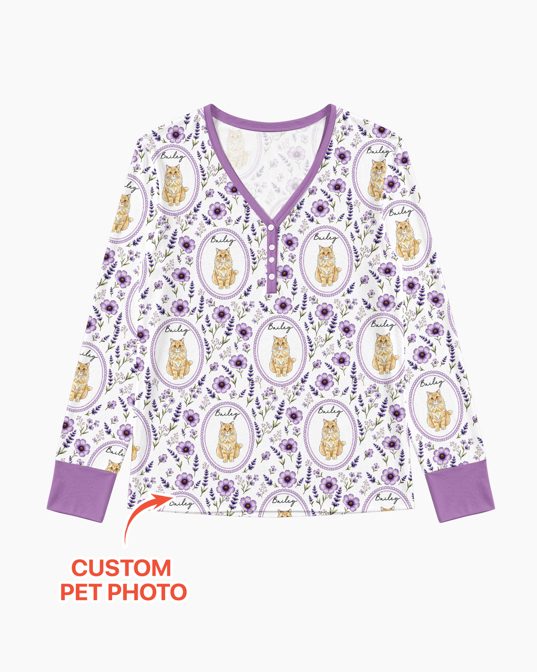 Custom Pet Photo Flower Garden Bamboo Women Pajama Set