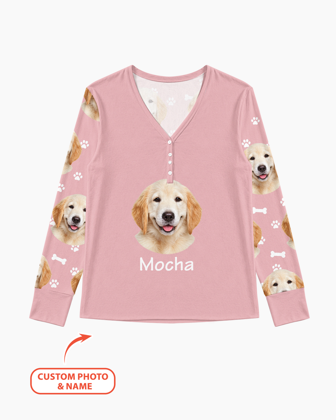 Custom Photo Pet Faces Pajamas Bamboo Women Pajama Set