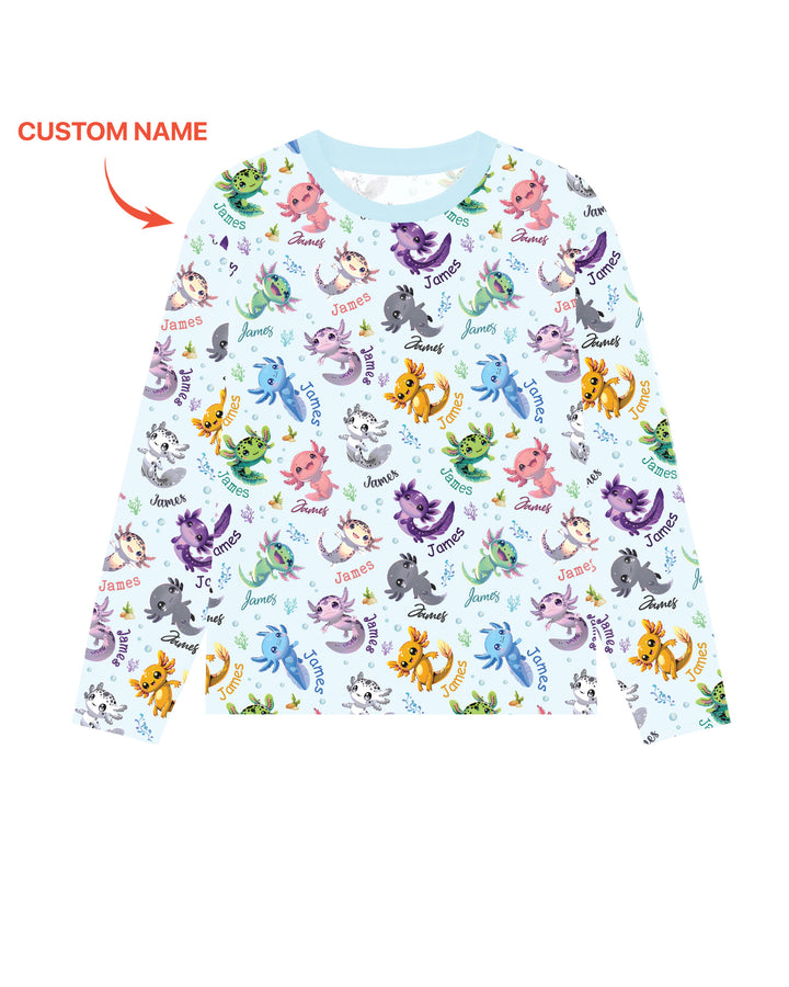 I Love You Axolotl Custom Name Bamboo Men's Pajama Set