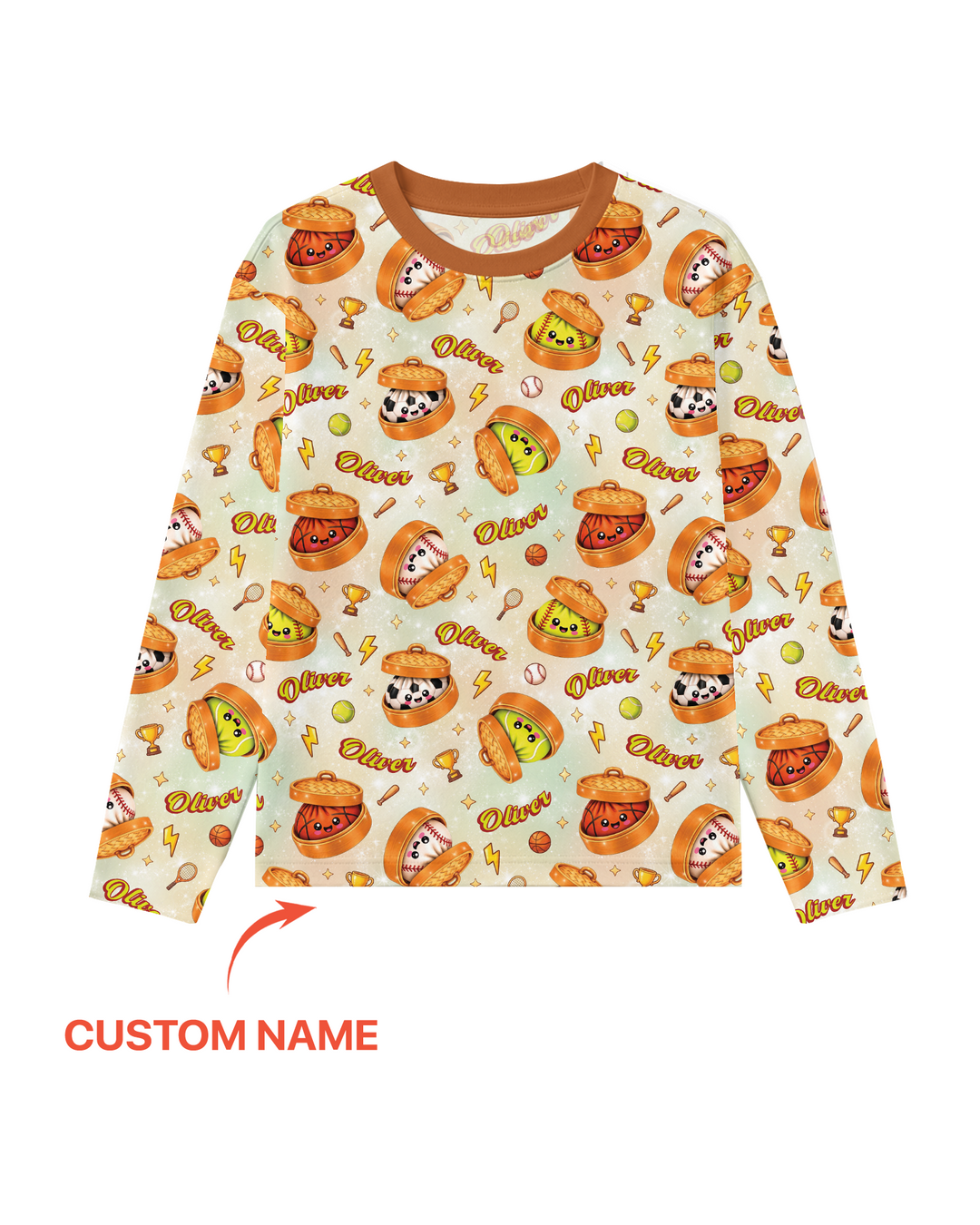 Custom Name Sports Dumpling Bamboo Men's Pajama Set