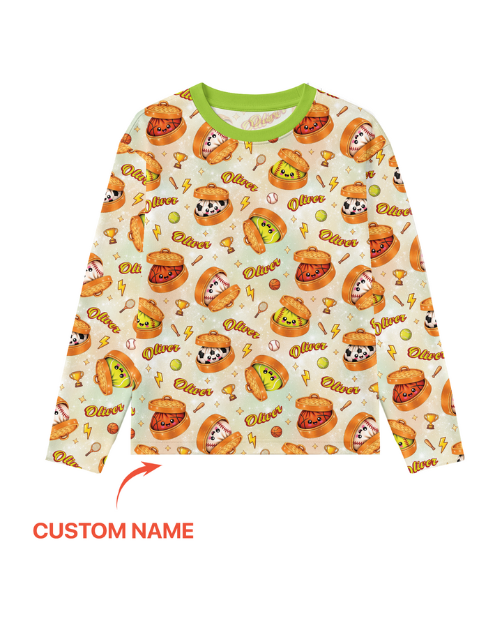 Custom Name Sports Dumpling Bamboo Men's Pajama Set