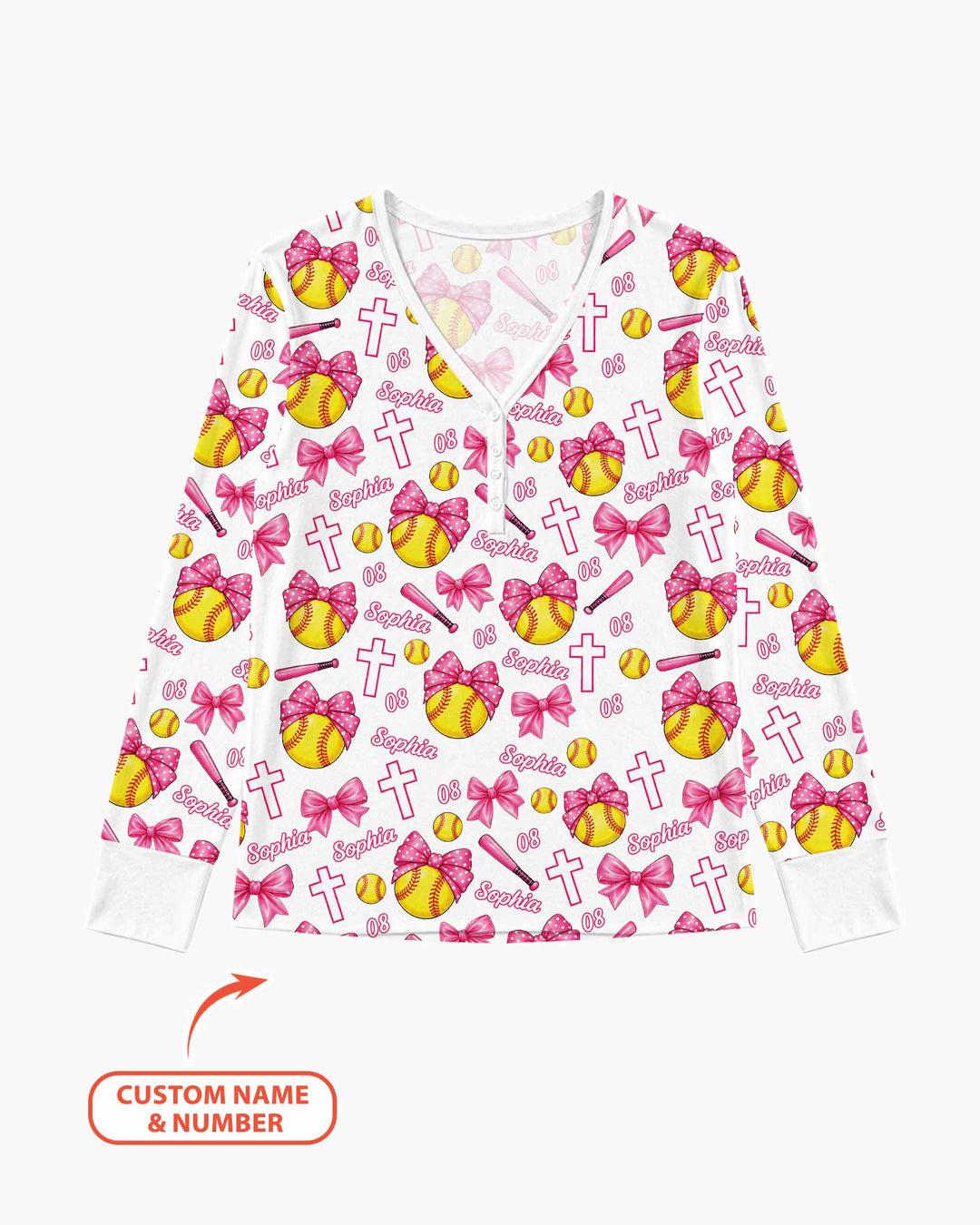 Custom Name Softball Cuties Bamboo Women Pajama Set