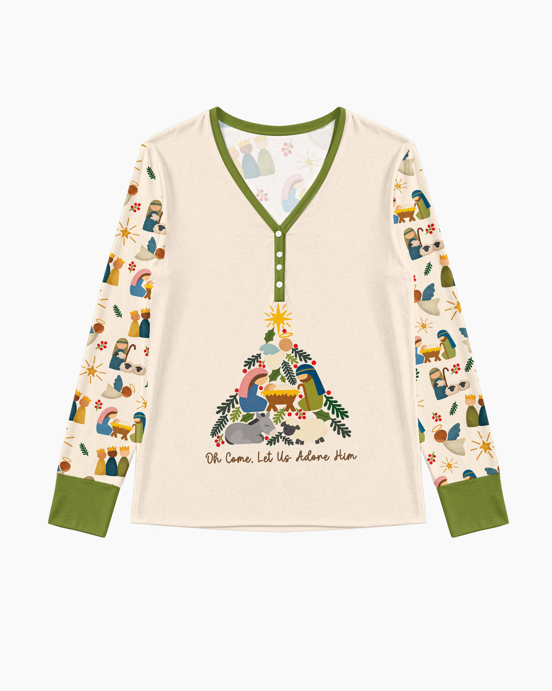 Oh Come, Let Us Adore Him Family Matching Bamboo Women Pajama Set