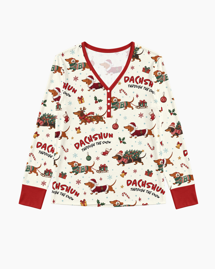 Dachshund Through The Snow Bamboo Women Pajama Set