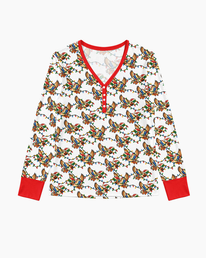 Preppy Christmas Mallard Duck Bamboo Women Pajama Set