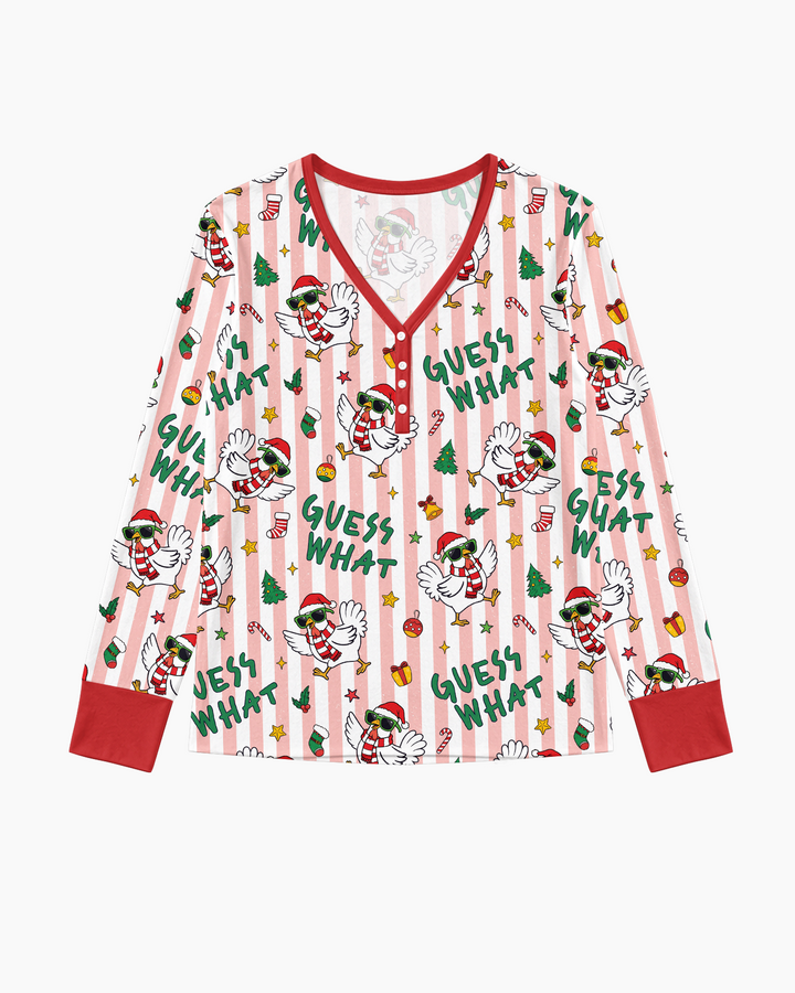 Guess What Chicken Butt Christmas Bamboo Women Pajama Set