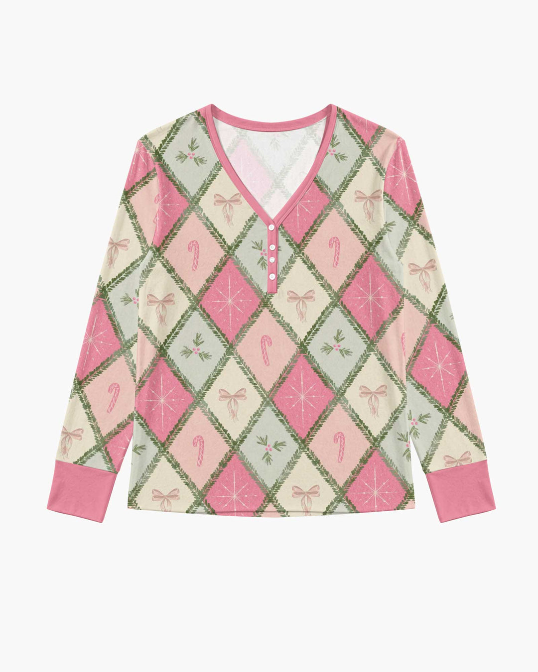 Pink Christmas Patchwork Mommy & Me Matching Bamboo Women Pajama Set