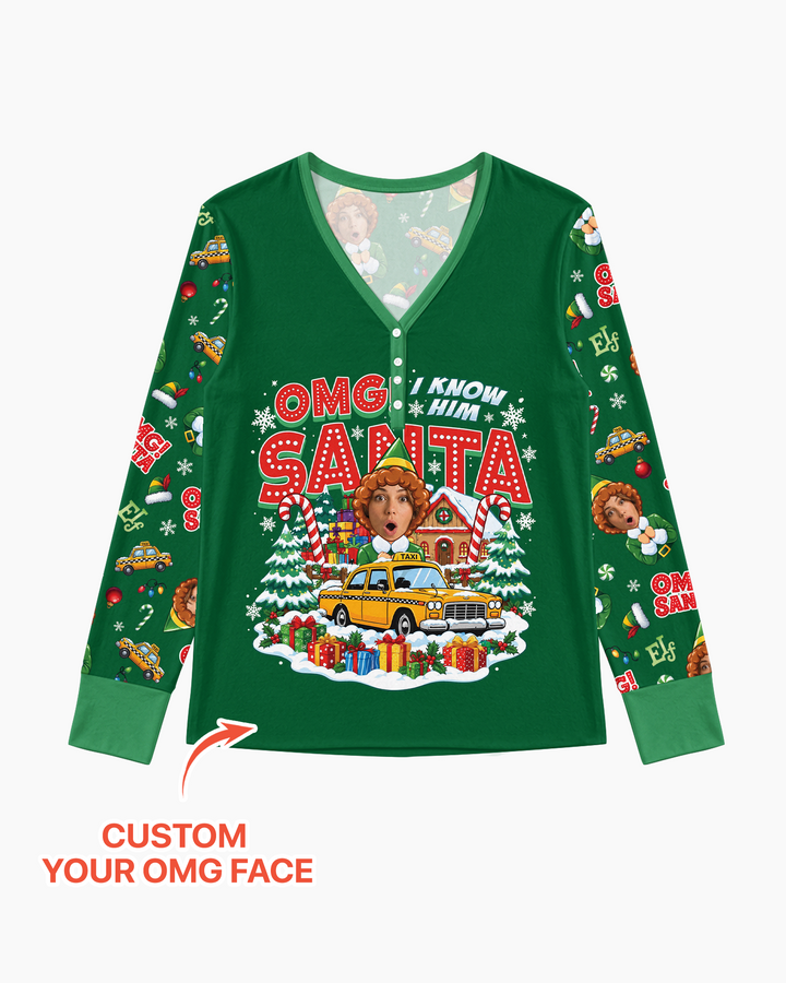 Custom Image OMG Santa Bamboo Women Pajama Set