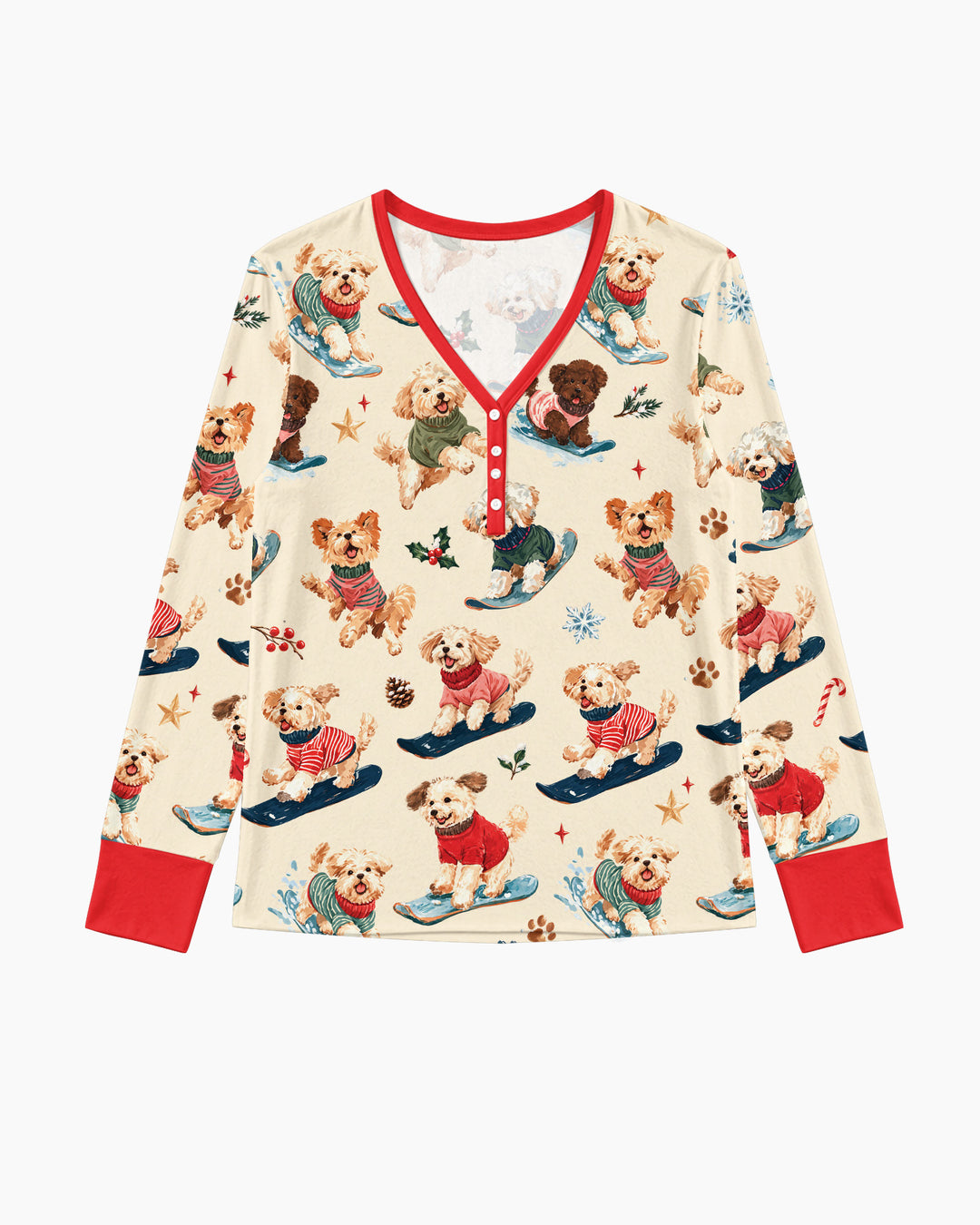 Snowboarding Dogs Bamboo Women Pajama Set