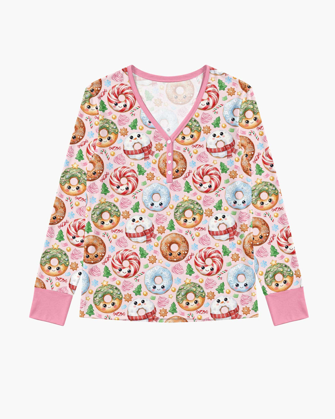 Kawaii Christmas Donuts Bamboo Women Pajama Set