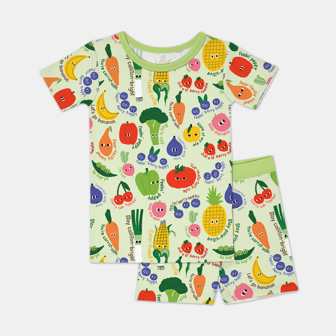 Little Veggie Garden Two Piece Short Sleeve Shorts Pajama Set