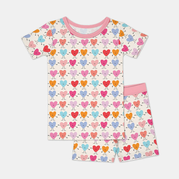 Sweet Hearts Two Piece Short Sleeve Shorts Pajama Set