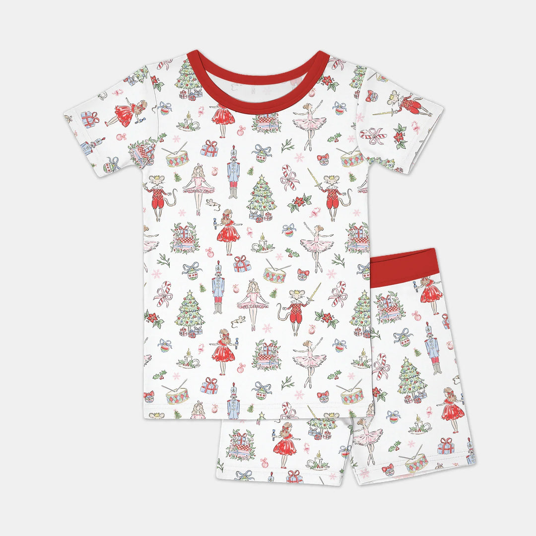 Sweet Nutcracker Holiday Matching Mom And Baby Two Piece Short Sleeve Shorts Pajama Set