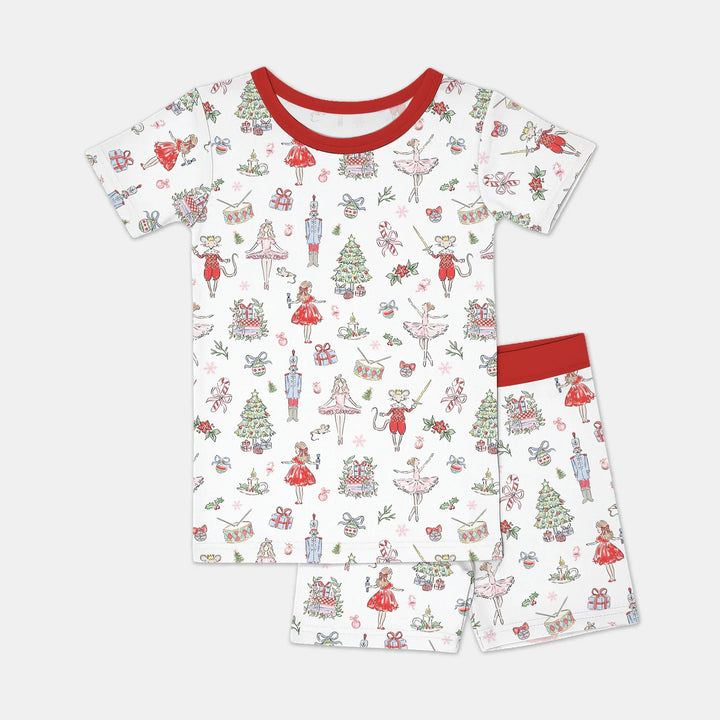 Sweet Nutcracker Holiday Matching Mom And Baby Two Piece Short Sleeve Shorts Pajama Set