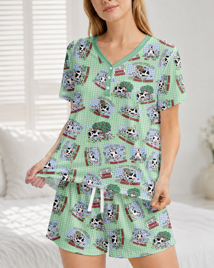 Udder Chaos Bamboo Women Short Sleeve Short Pajama Set