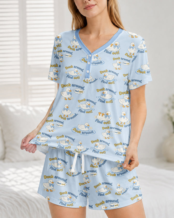 The Duck Around Bamboo Women Short Sleeve Short Pajama Set