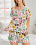 Custom Name The Milkshake Secret Society Bamboo Women Short Sleeve Short Pajama Set