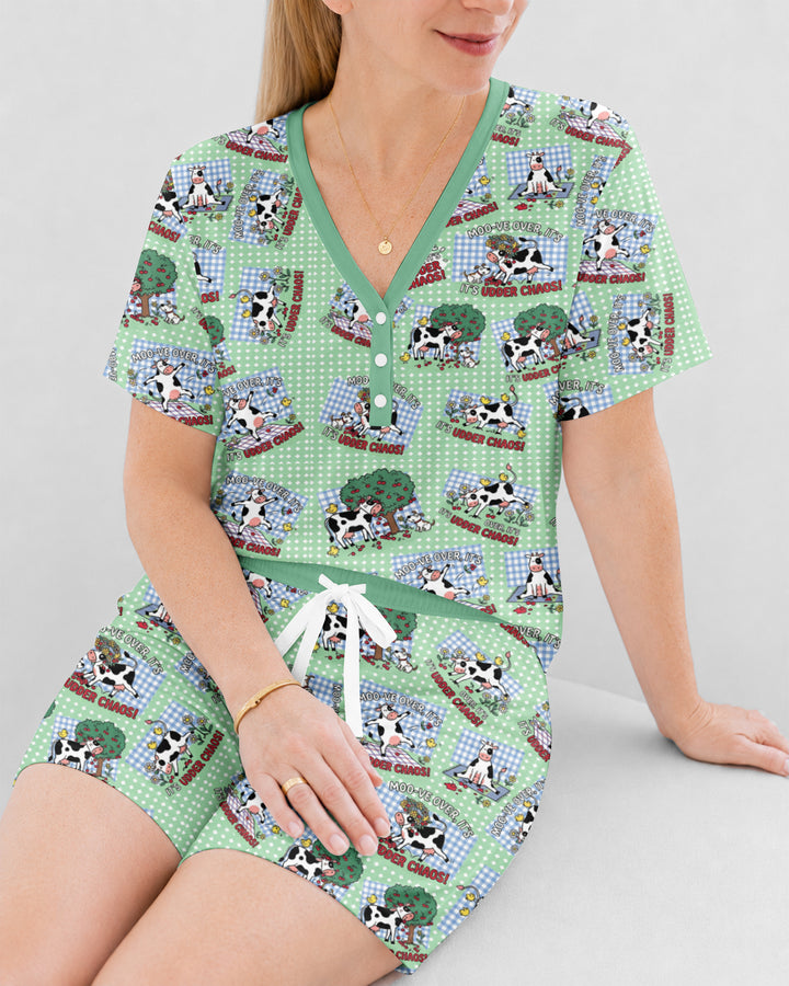 Udder Chaos Bamboo Women Short Sleeve Short Pajama Set