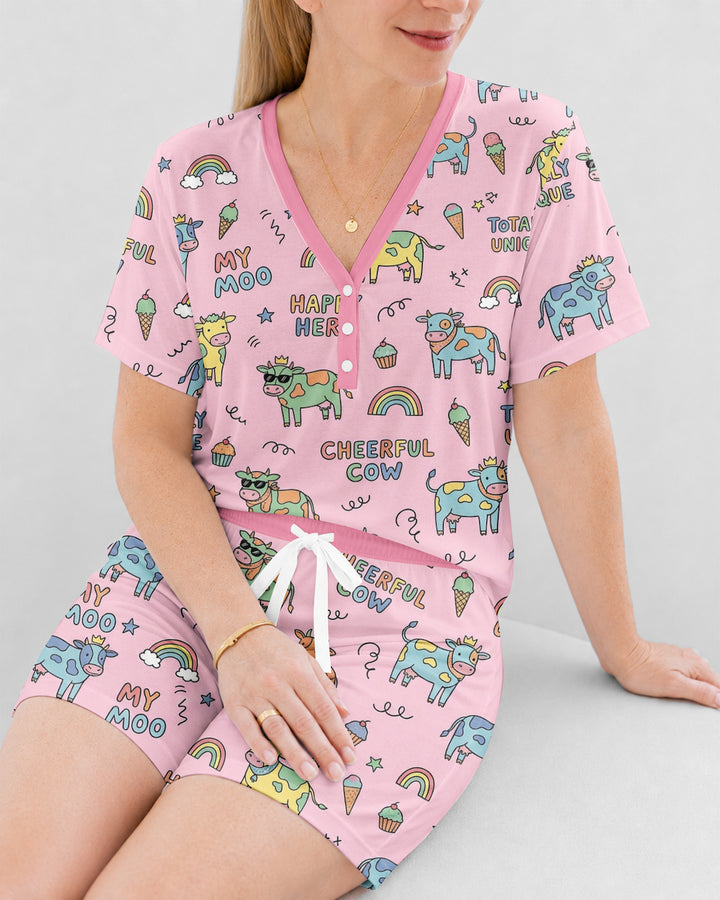 Not Your Ordinary Cow Bamboo Women Short Sleeve Short Pajama Set