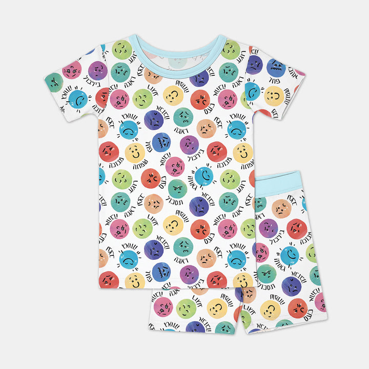 My Emotions Hebrew Two Piece Short Sleeve Shorts Pajama Set