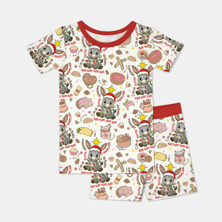 Feliz Navidad Two Piece Short Sleeve Shorts Pajama Set , Feliz Navidad Two Piece Short Sleeve Shorts Pajama Set - 12-18M