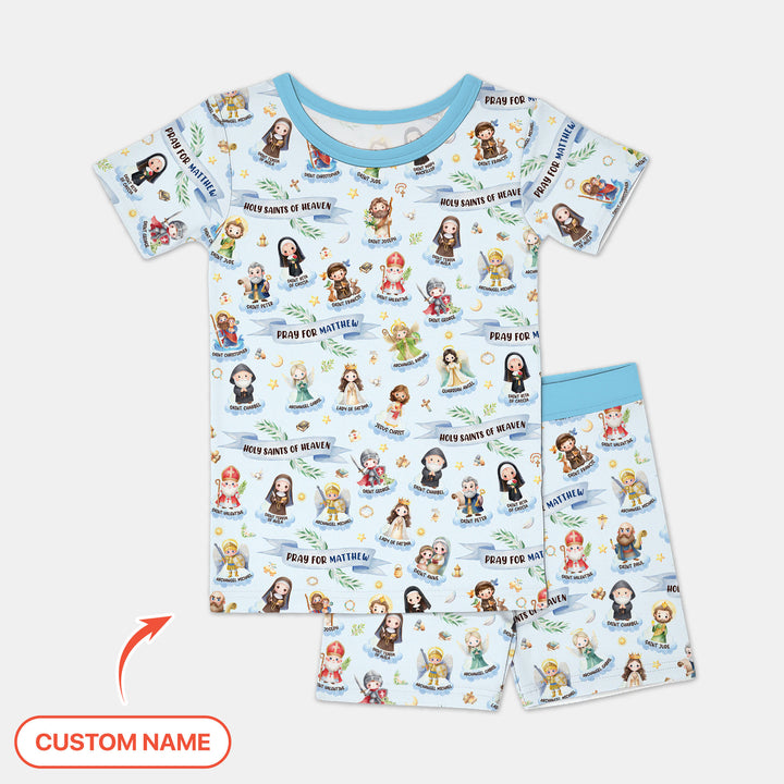 Holy Saints of Heaven Custom Name Two Piece Short Sleeve Shorts Pajama Set