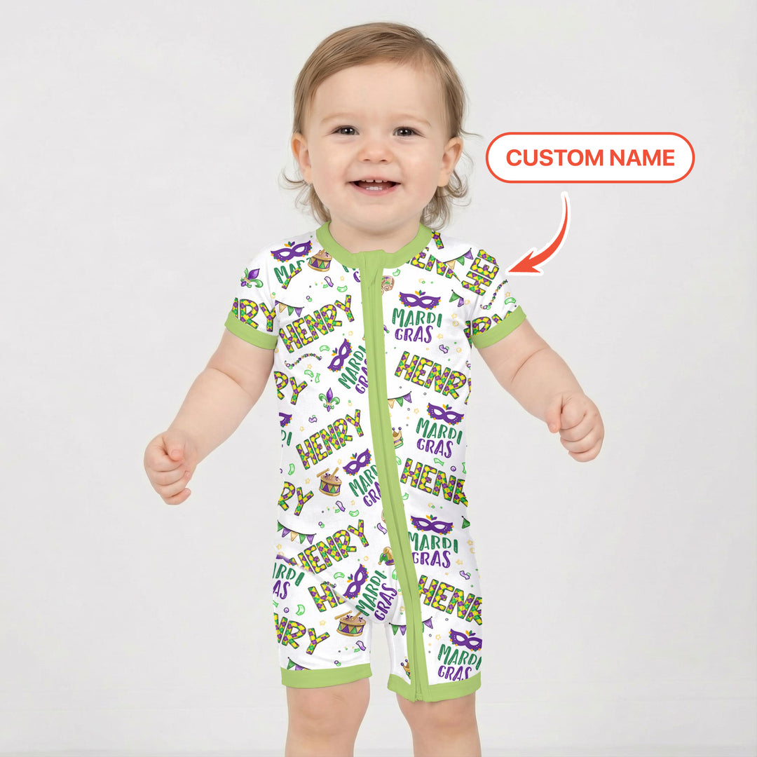 Custom Name Make your own Mardi Gras Shorty Zippy