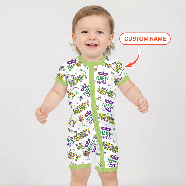 Custom Name Make your own Mardi Gras Shorty Zippy