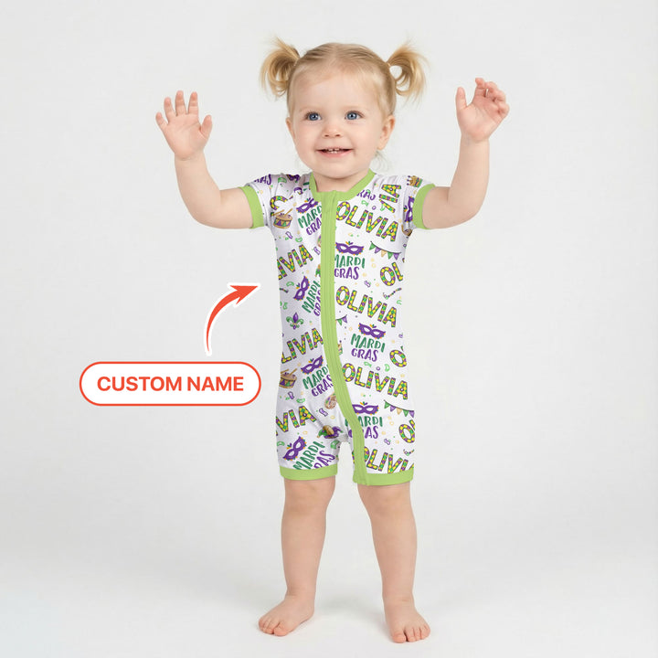 Custom Name Make your own Mardi Gras Shorty Zippy