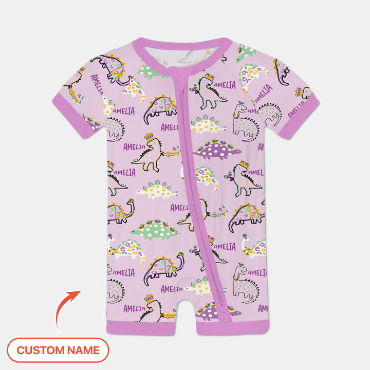 Custom Name Mardi Gras Saurus Shorty Zippy