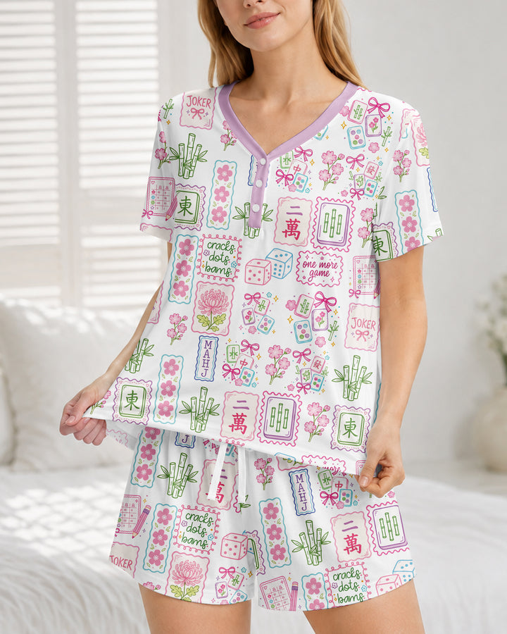 Cracks, Dots & Bams Mommy & Me Matching Bamboo Women Short Sleeve Short Pajama Set