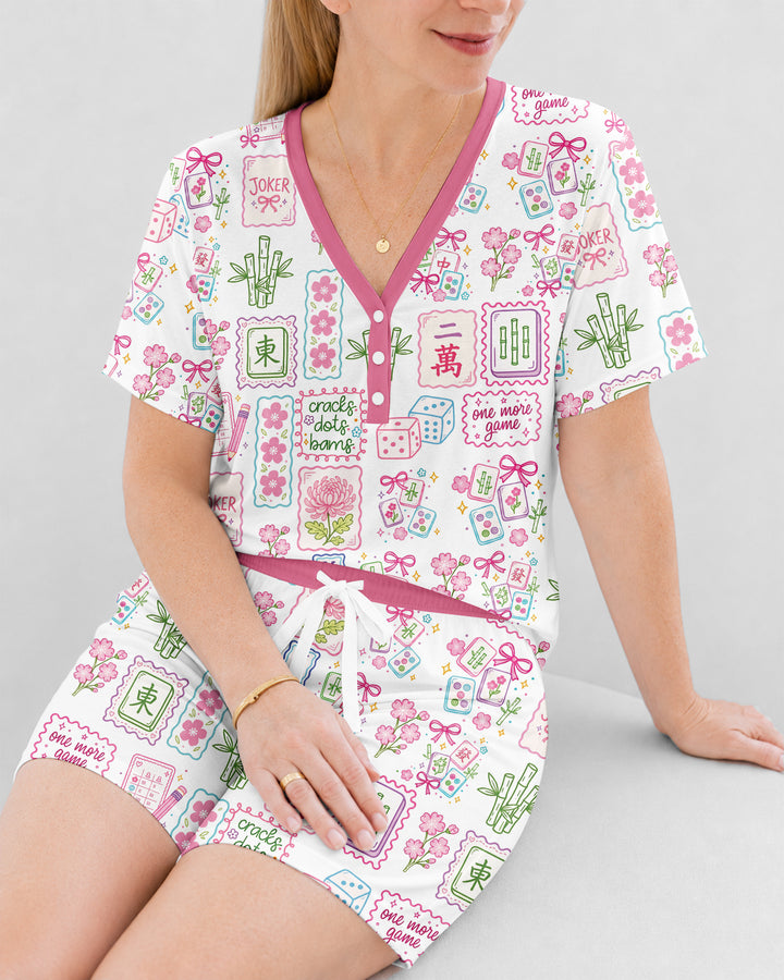 Cracks, Dots & Bams Mommy & Me Matching Bamboo Women Short Sleeve Short Pajama Set