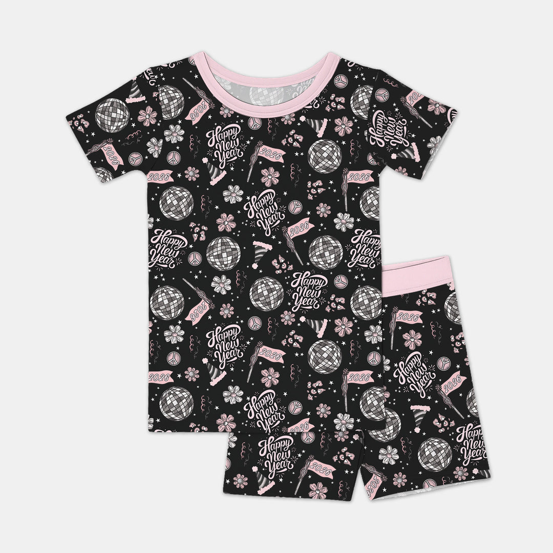 Disco New Years Eve Two Piece Short Sleeve Shorts Pajama Set