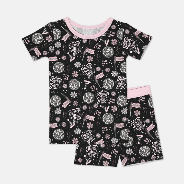 Disco New Years Eve Two Piece Short Sleeve Shorts Pajama Set