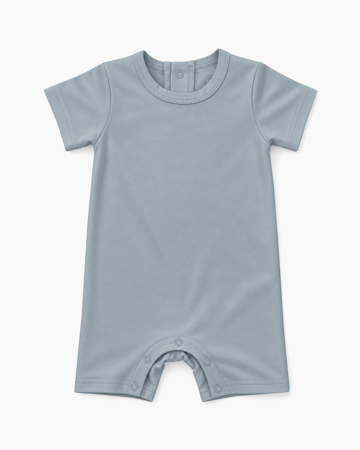 Solid Bamboo Short Sleeve Snap Romper