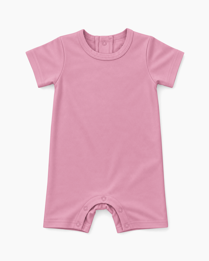 Solid Bamboo Short Sleeve Snap Romper