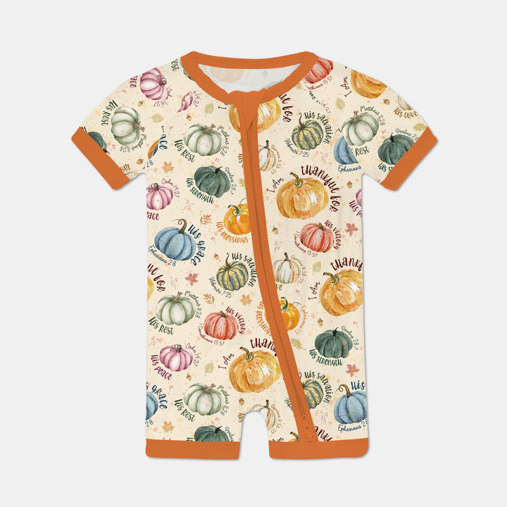 Christian Thanksgiving Shorty Zippy , Christian Thanksgiving Shorty Zippy - 0-3M / Vibrant Orange