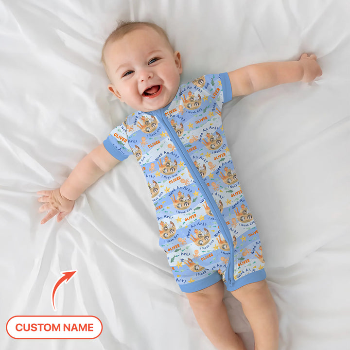 Noah’s Ark Custom Name Boy Shorty Zippy