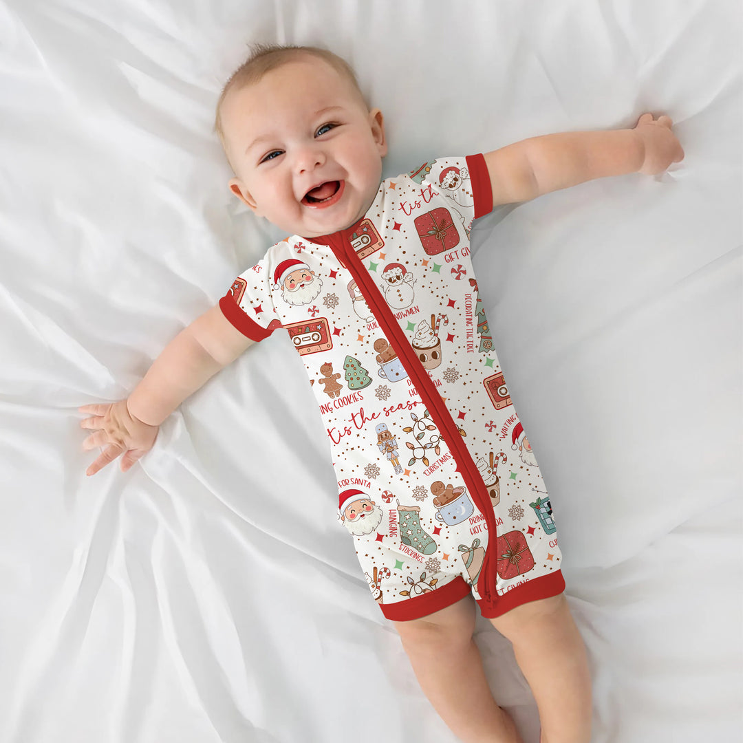 Retro Christmas Bucket List Shorty Zippy , Retro Christmas Bucket List Shorty Zippy - 0-3M