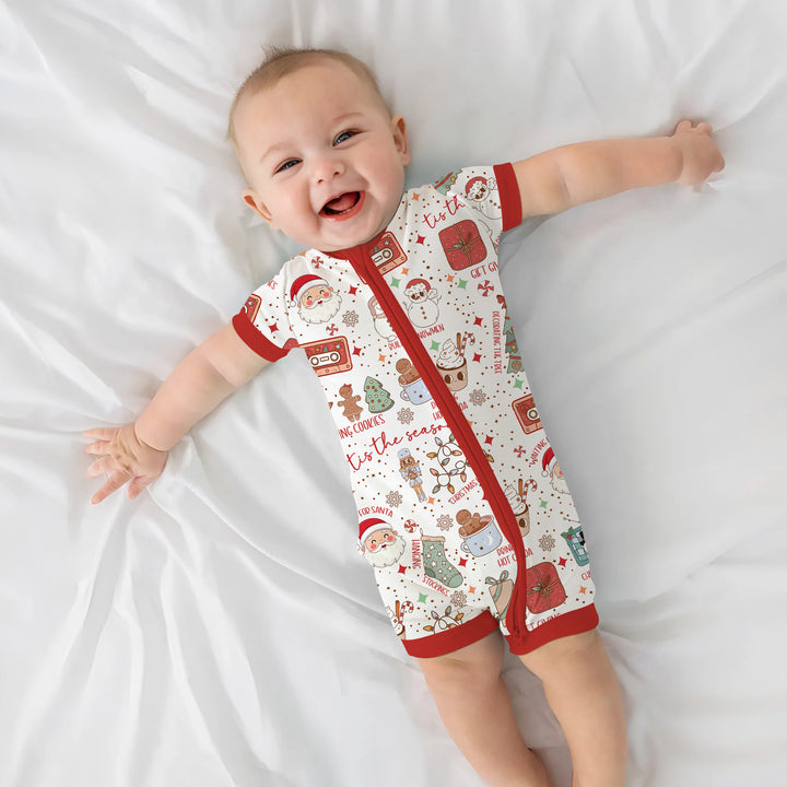 Retro Christmas Bucket List Shorty Zippy , Retro Christmas Bucket List Shorty Zippy - 0-3M