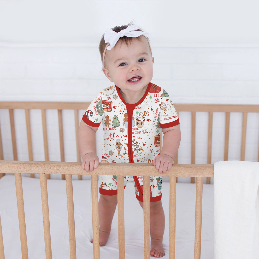 Retro Christmas Bucket List Shorty Zippy , Retro Christmas Bucket List Shorty Zippy - 0-3M