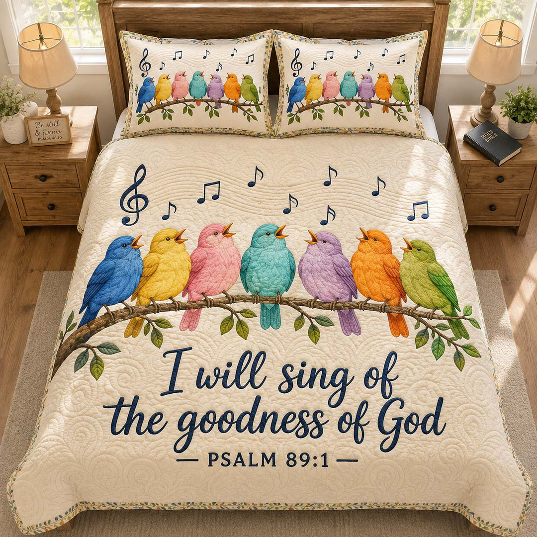 Singing Birds Goodness of God Bamboo Quilt Bedding Set