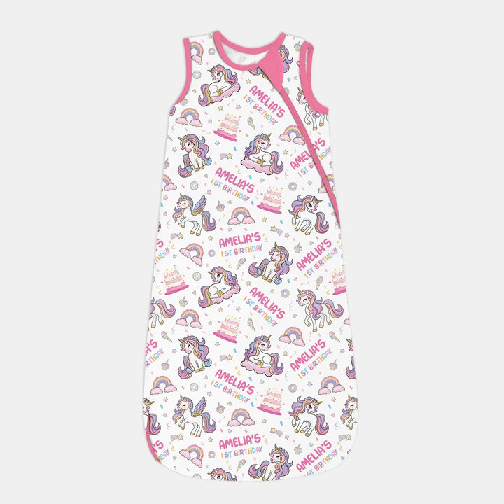 Custom Name Little Unicorn's Birthday Sleep Bag