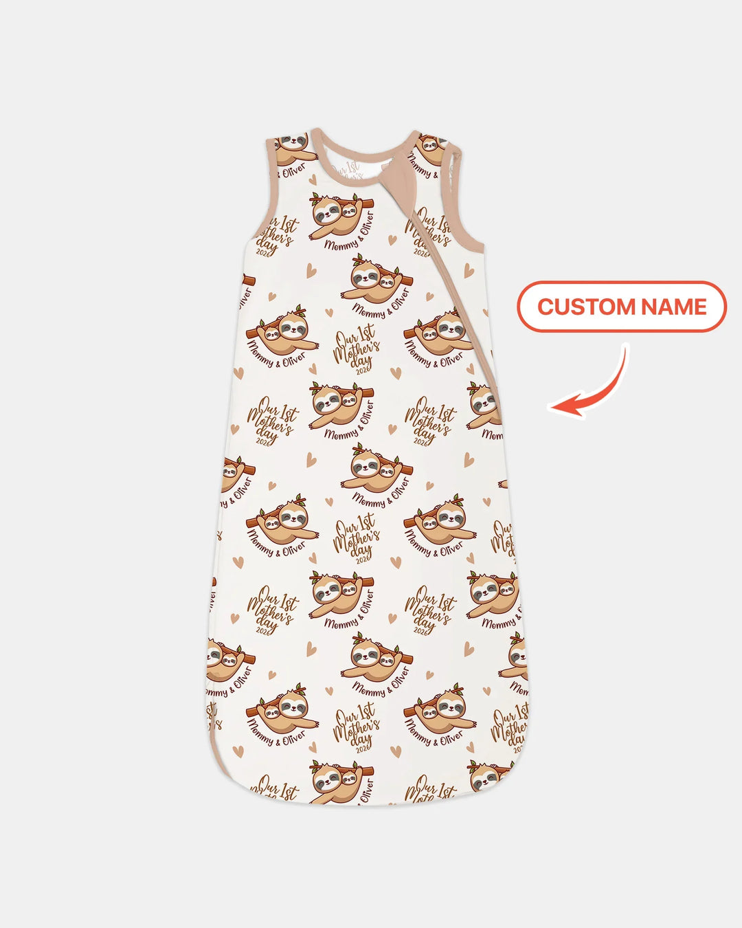 Custom Name Mama & Baby Sloth – Our First Mother’s Day 2026 Bamboo Sleep Bag