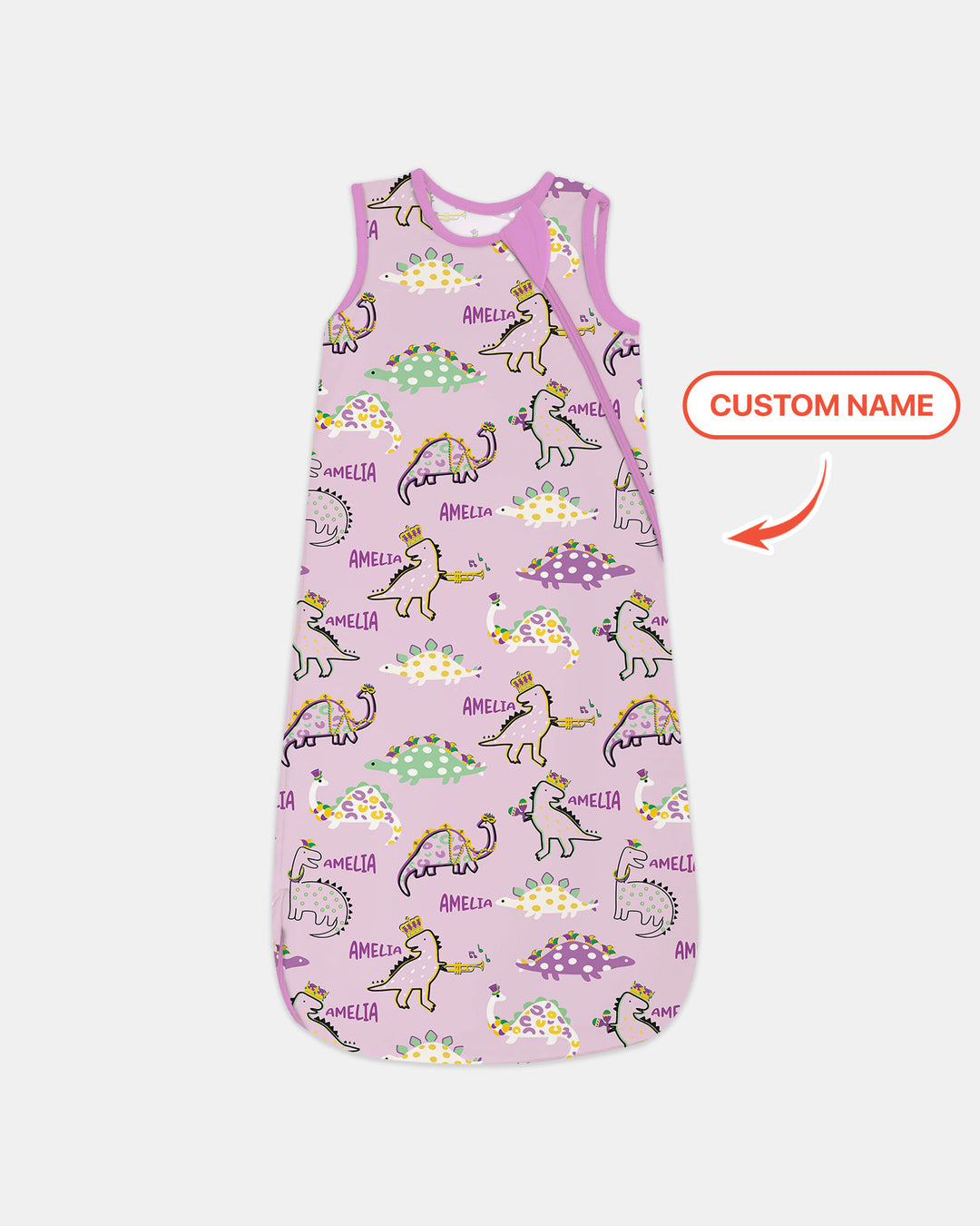 Custom Name Mardi Gras Saurus Sleep Bag