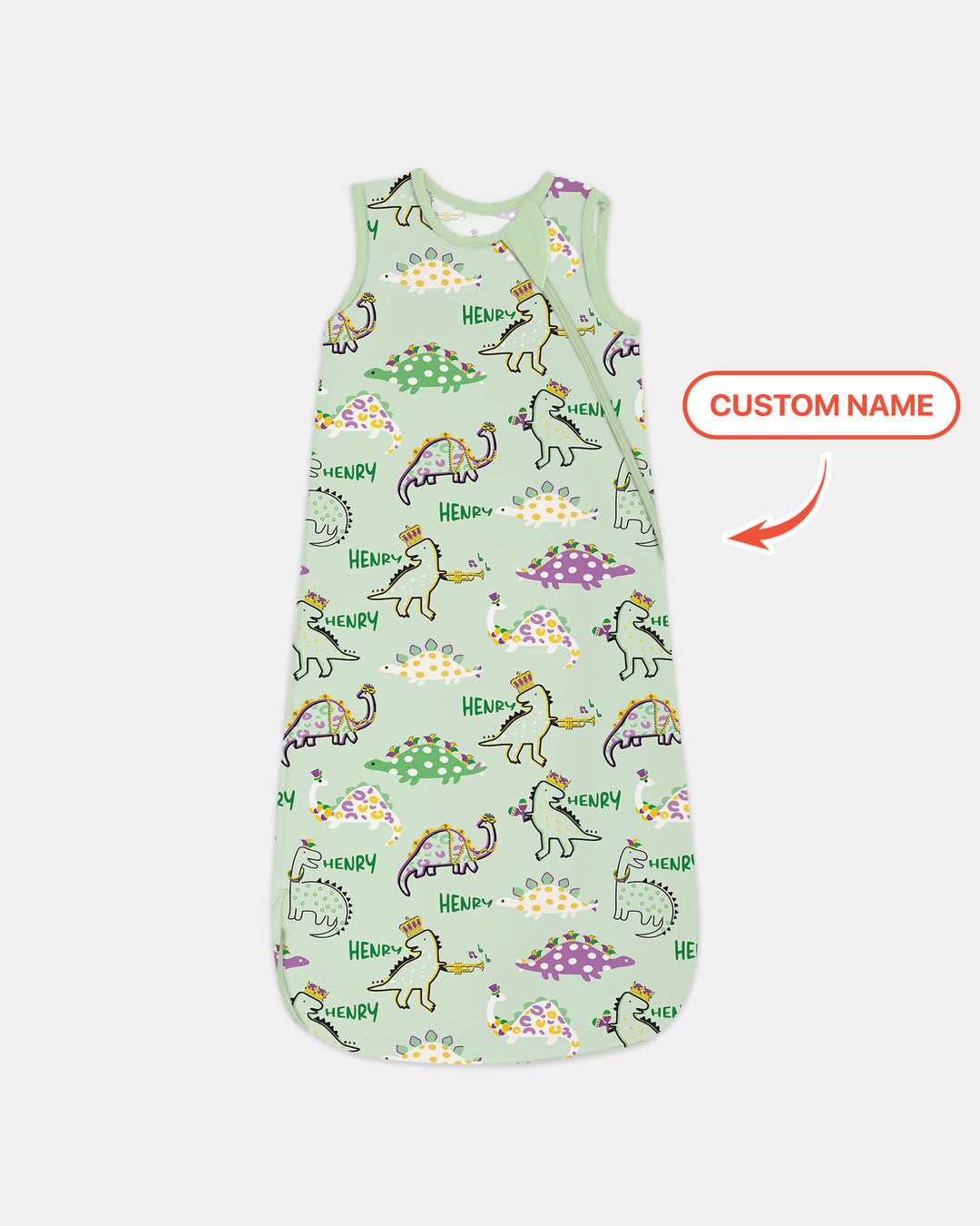 Custom Name Mardi Gras Saurus Sleep Bag