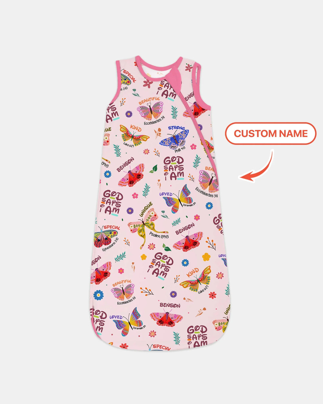 Nombre Personalizado Dios dice que soy Mariposa Bambú Saco de Dormir
