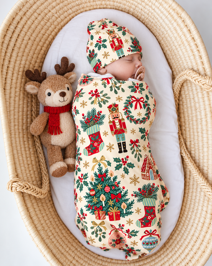 Vintage Christmas Bamboo Swaddle Blanket