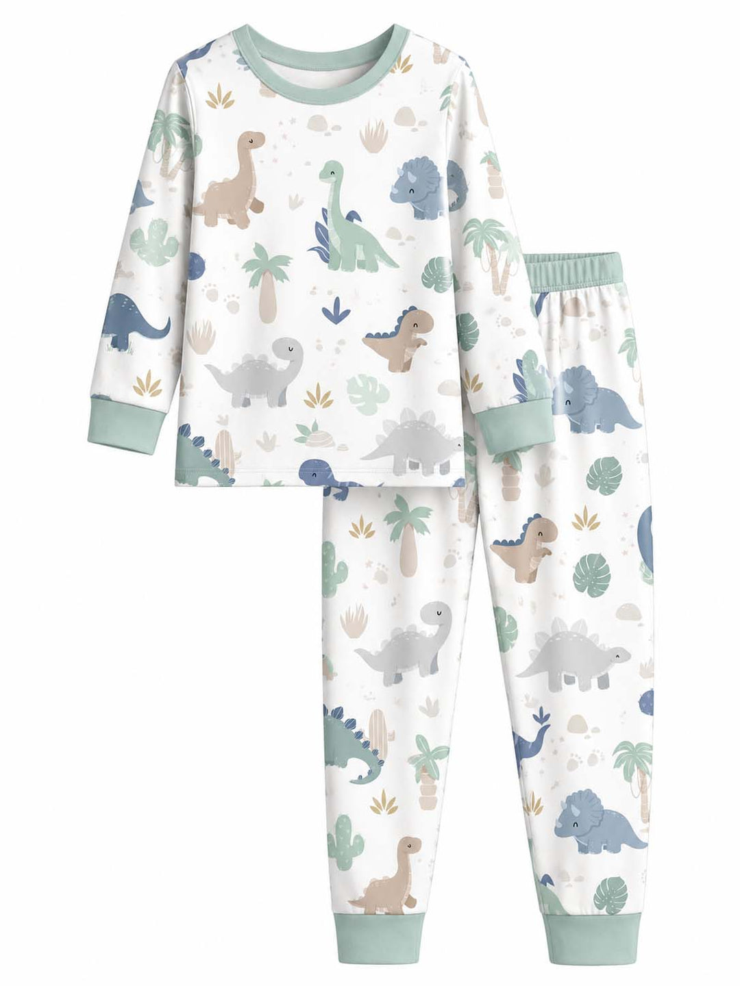 Soft Dinosaur Safari Bamboo Two Piece Long Sleeve Pajama Set
