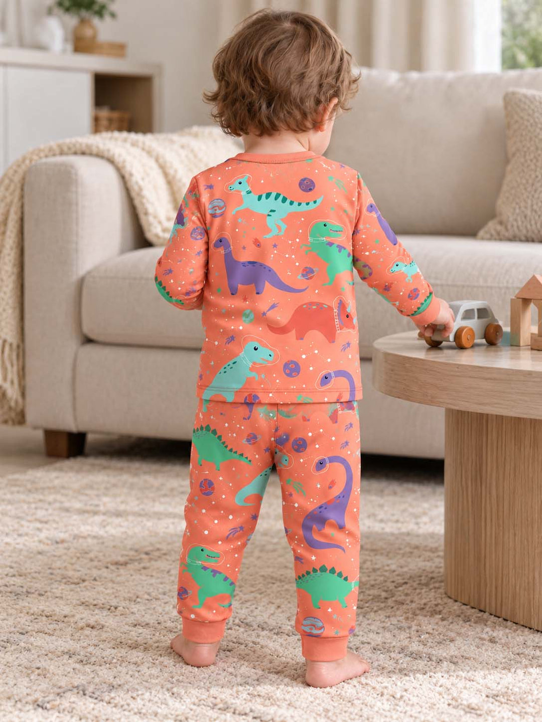 Space Dinosaurs Bamboo Two Piece Long Sleeve Pajama Set